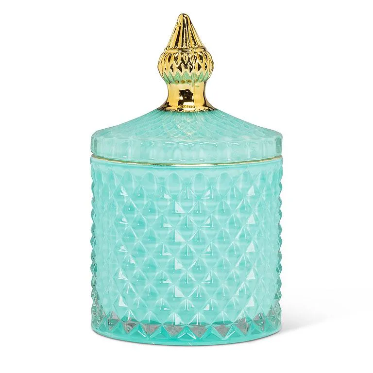 Quilted Covered Jar - Turquoise