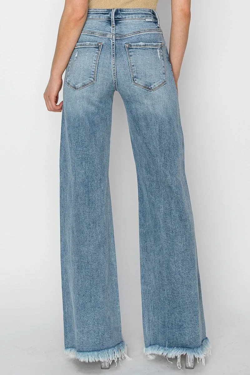 Risen Jeans - Mid Rise Button Down Wide Leg Jeans - RDP5412HD