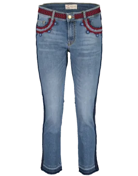 Sequined Side Stripe Cropped Jeans