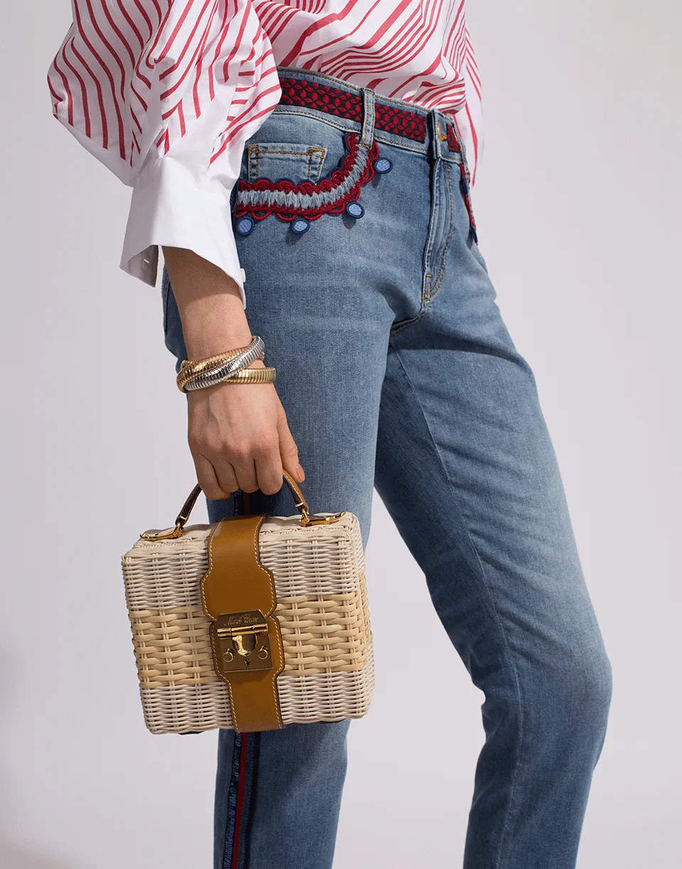 Sequined Side Stripe Cropped Jeans
