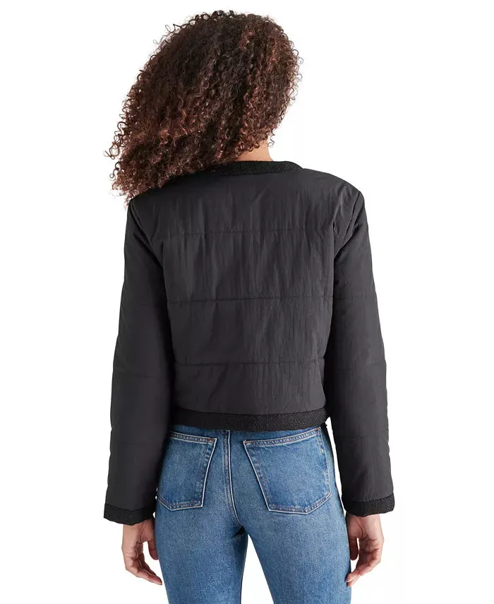 STE Black Coppelia Tweed-Trim Puffer Jacket