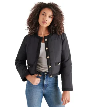 STE Black Coppelia Tweed-Trim Puffer Jacket