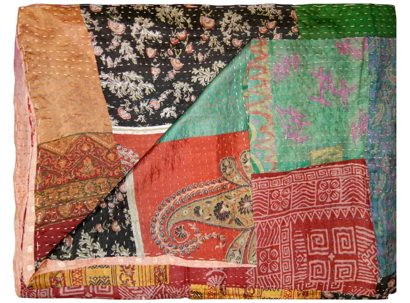 Taj Hotel Home Decor Kantha Silk Throw | 50"x70" | 5