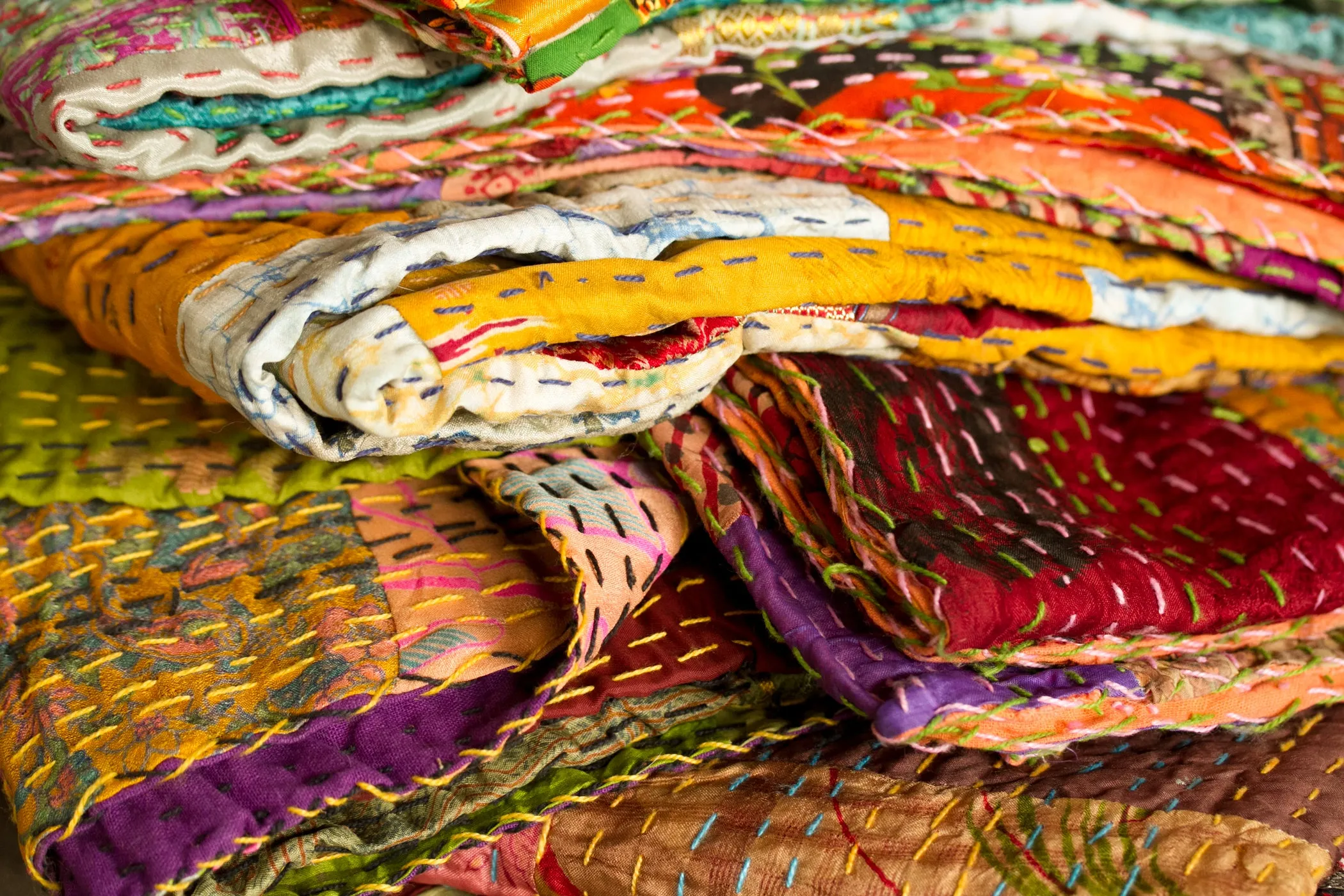 Taj Hotel Home Decor Kantha Silk Throw | 50"x70" | 5