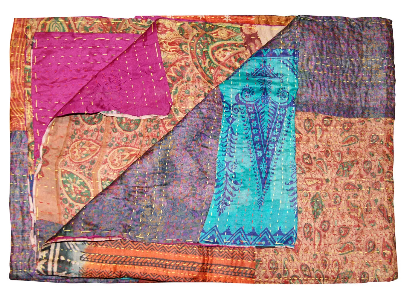 Taj Hotel Home Decor Kantha Silk Throw | 50"x70" | 5