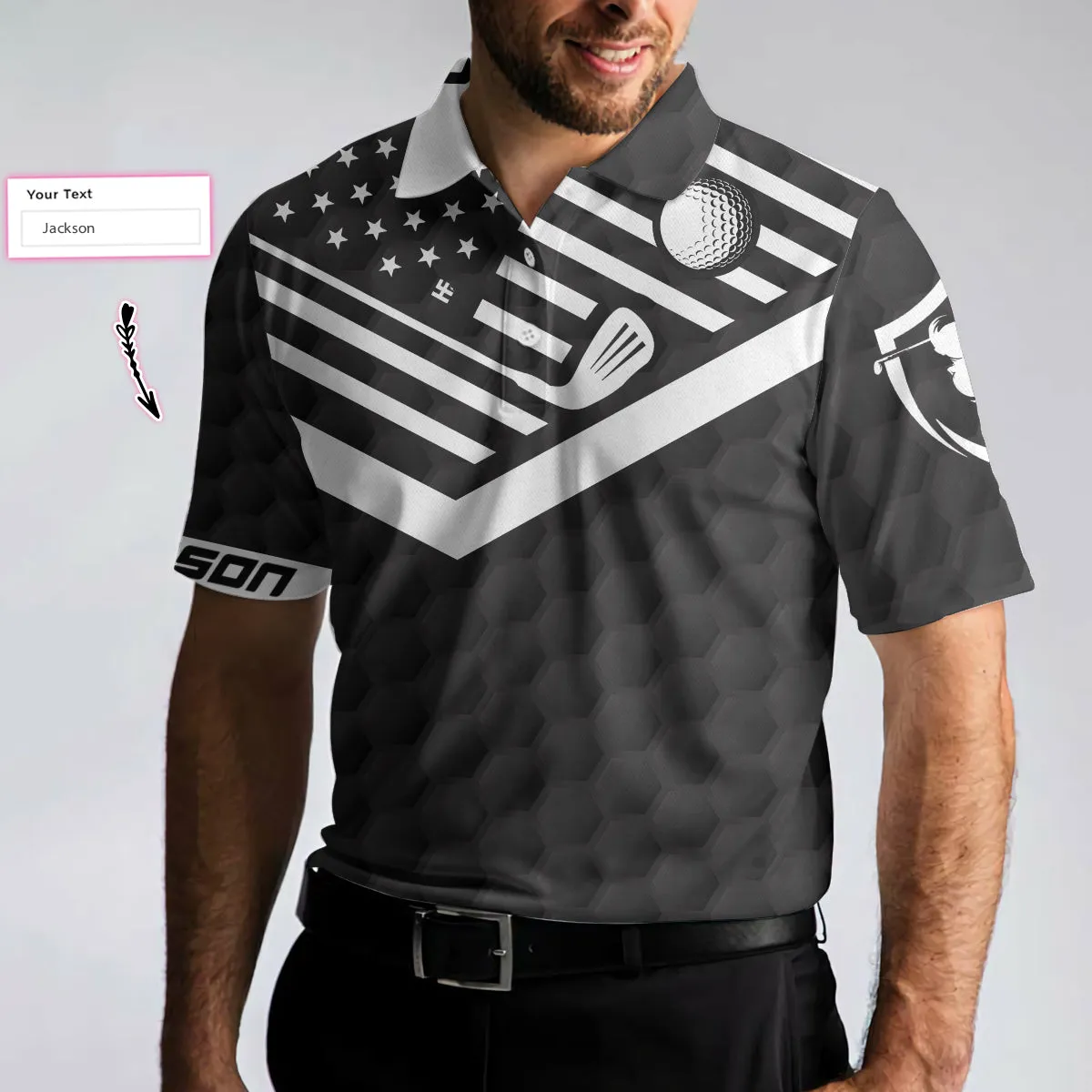 Tap Tap Taperoo Custom Polo Shirt, Personalized Black American Flag Golf Shirt For Men Coolspod