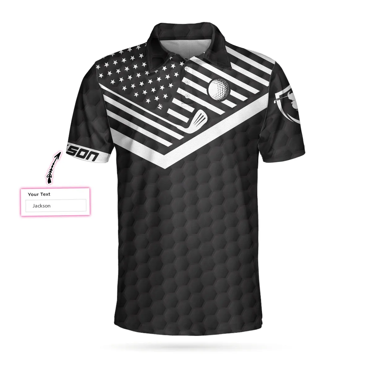 Tap Tap Taperoo Custom Polo Shirt, Personalized Black American Flag Golf Shirt For Men Coolspod