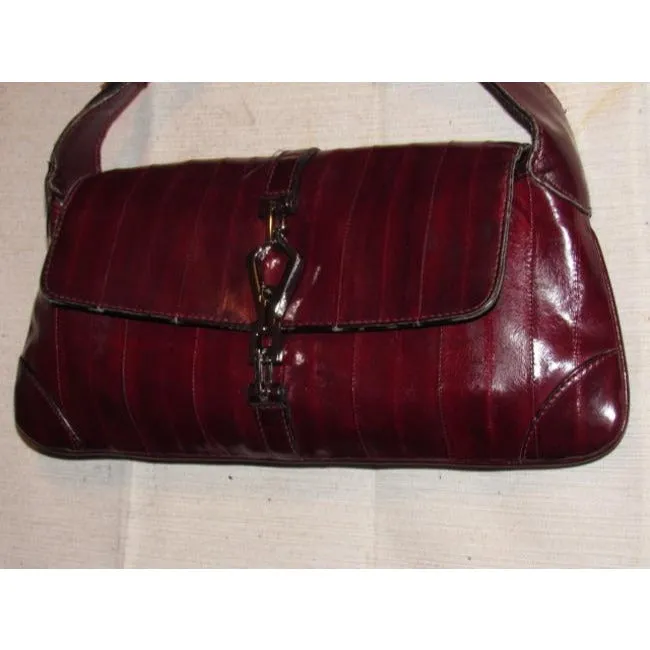 Tom Ford era Gucci Jackie Burgundy Eel Skin Leather Purse