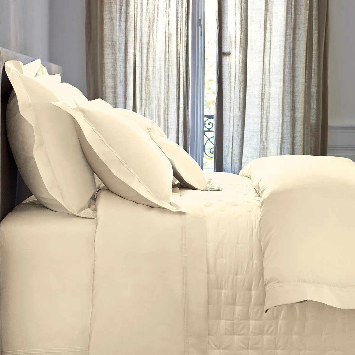 Triomphe Nacre Quilted Coverlet by Yves Delorme