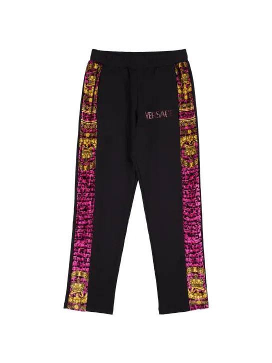 Versace   Embroidered logo cotton sweatpants 