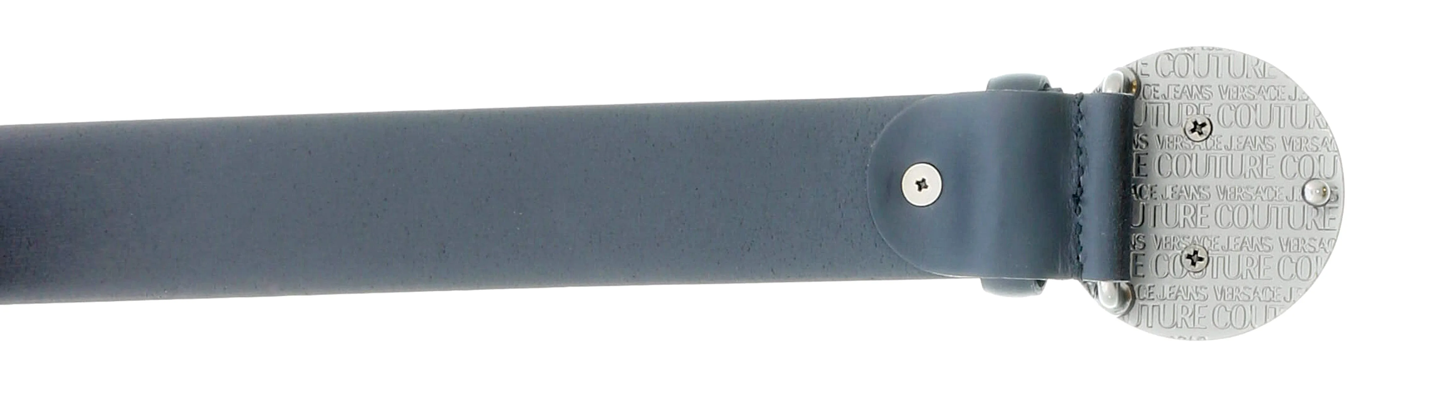 Versace Jeans Couture Silver V-Emblem Logo Buckle  Leather Mens Belt -