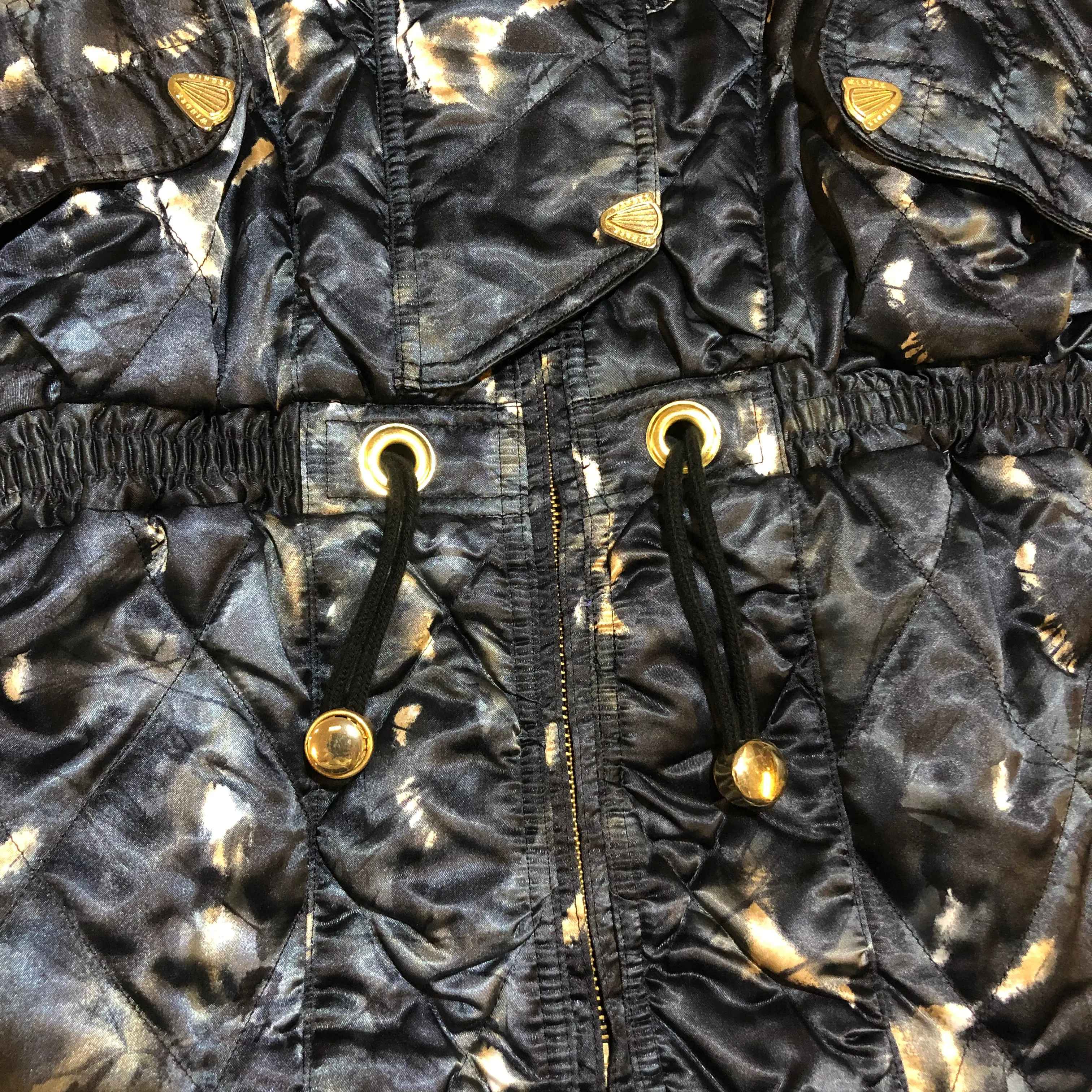 Vintage Black and Gold Quilted Windex Parka