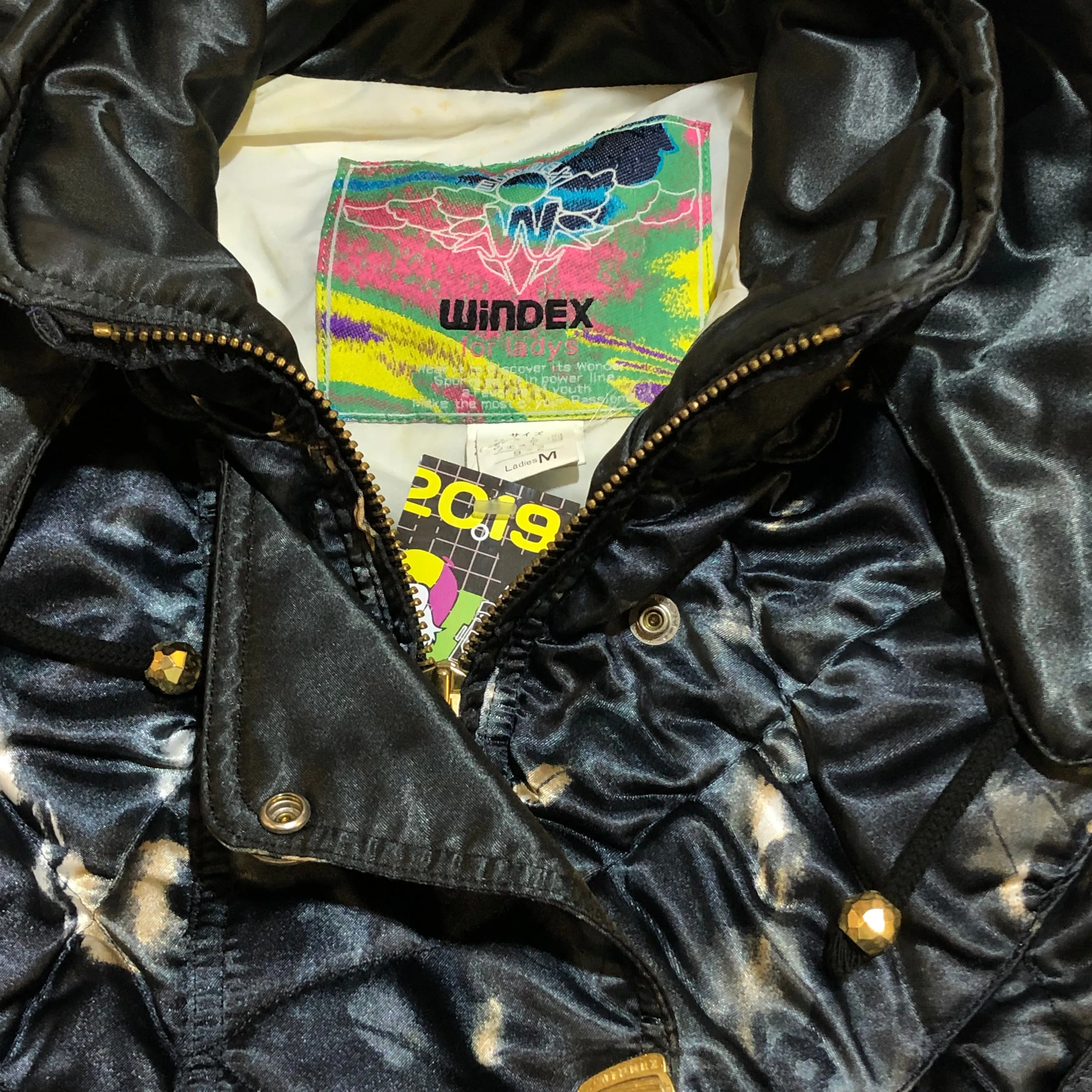 Vintage Black and Gold Quilted Windex Parka