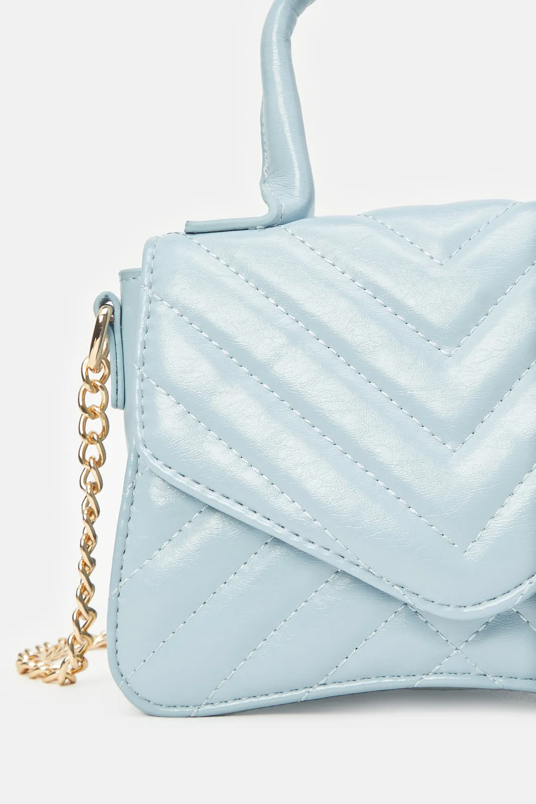 Women Blue Quilted Cross Body Bag