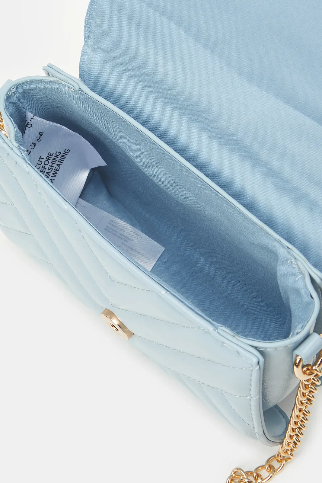 Women Blue Quilted Cross Body Bag